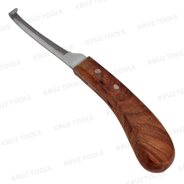 Hoof Knife (Left) with Wooden Handle